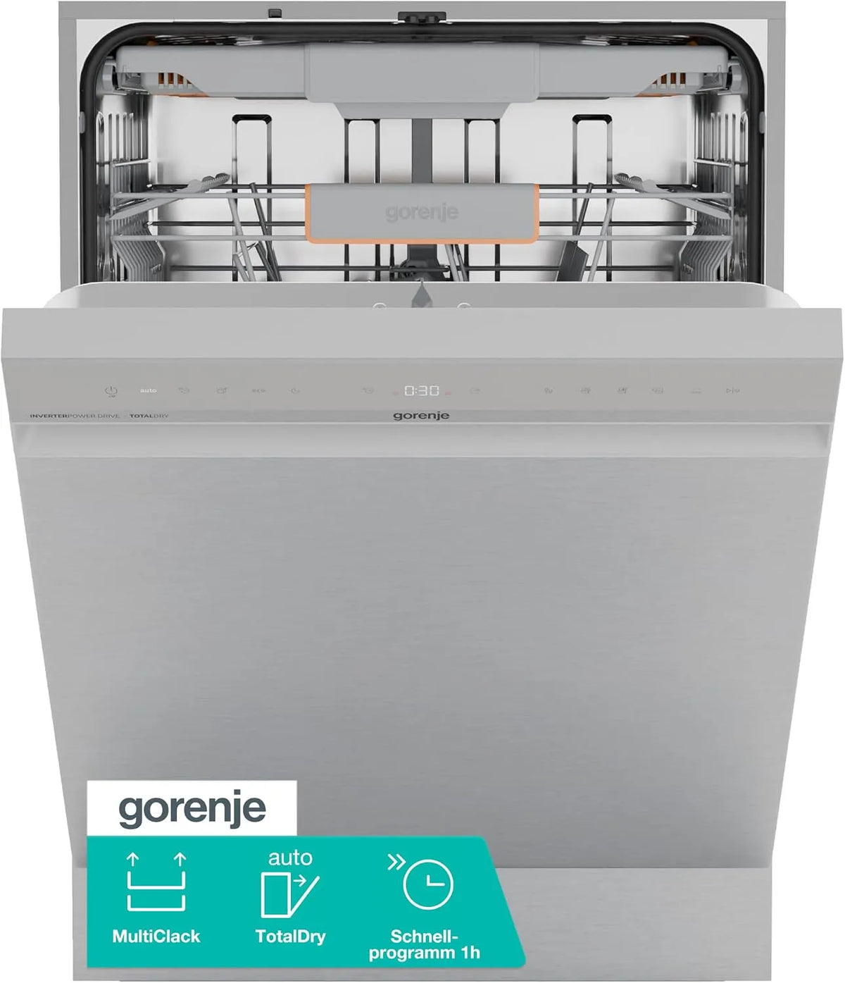 Gorenje GU663B90X 15min, Opvaskemaskiner, 60 cm, Bygning i opvaskemaskine / understruktur / 60 bredde / 16 skræddersyede lofter /, Sølv, 4 cm