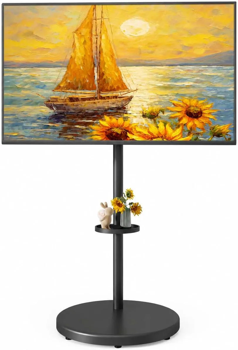 ECOTINY, Stativfødder, Højdejusterbar rullende tv-stand til 37- 86 tommer TV, Sort, 120 cm, 8 cm, 2L
