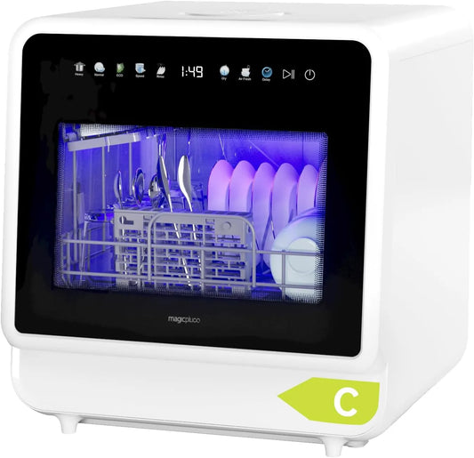 magicplux, Bordopvaskemaskiner, Mini Opvaskemaskine 6 + 2 Programmer, 24 timers start forsinkelse, Hvid, 5 l