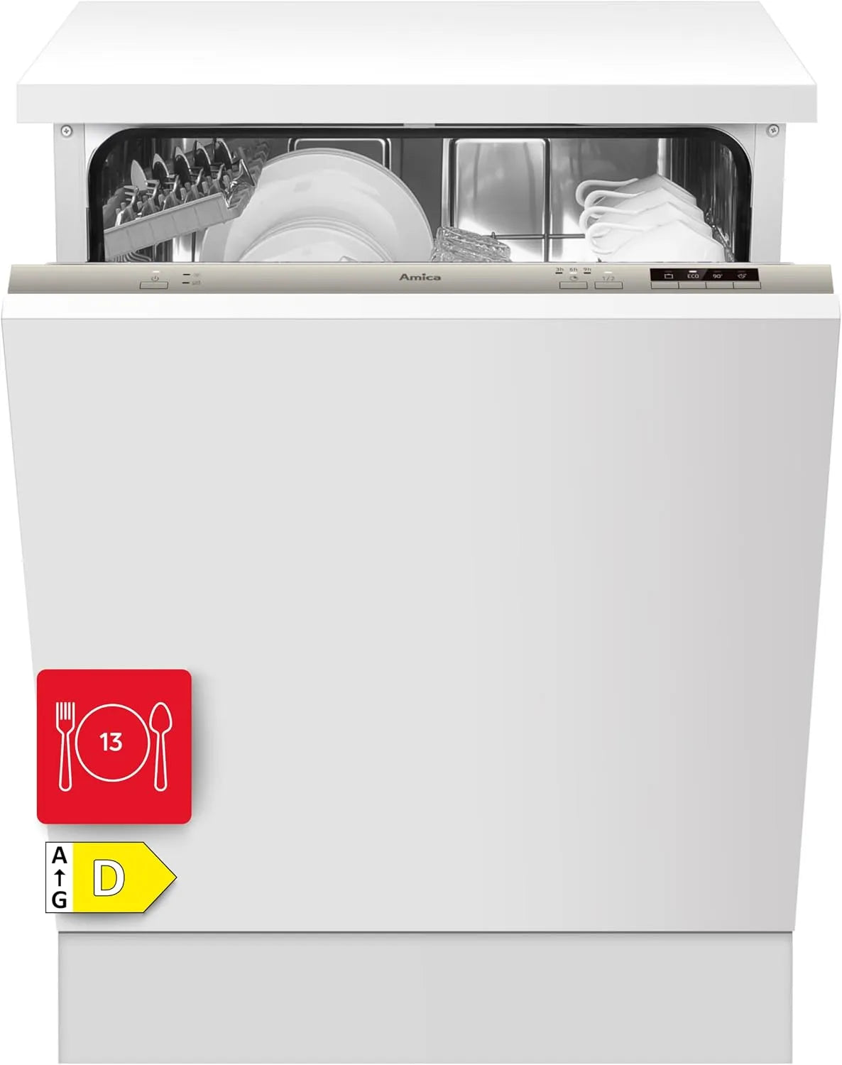 Amica, Bordopvaskemaskiner, Build- in Opvaskemaskine 13 Custom- Lavet lofter OpenDry EGSPV 593 911, Sølv, 4 V
