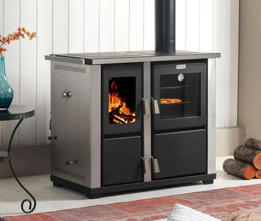 DanDiBo, Kogeplader, Køkken med bageplads og komfur plade Teba TKS 18 Højre Flere lejligheder Træovn, Brun, 10 kW, 60 cm, 5 mm, 100 cm