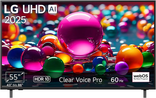 LG 55UA75006LA Gen8, TV'er, TV 55 inches (139 cm) 4K UHD AI TV (α7 4K AI processor, webOS 25, 60Hz) [modelår, Sort, 75006L, 55 inch, 139 cm, 4K