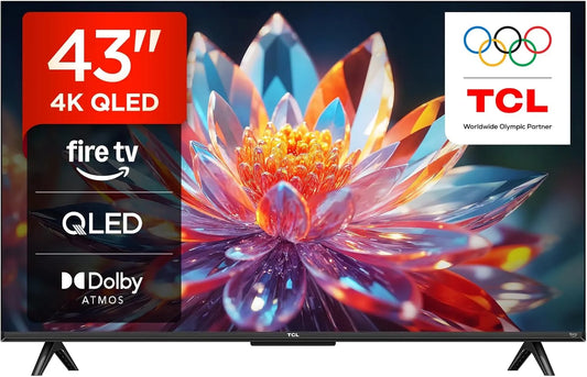 TCL HDR10 43T6C, Smart-tv, + 43 tommer QLED-tv, 4K UHD Fire TV, Dolby Vision & Atmos, Smart TV med, Sort, QLED, 4K, 5G