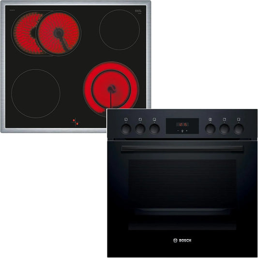 Bosch 3D-Hei HND211LB2, Komfurer, Pocket Kit, Serie 2 Pocket Kit 60 cm med 3D varm luft HEF113BB0, Serie 4, Sort, 211L, 60 cm, 21 cm, 645G