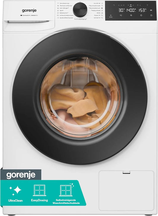 Gorenje WGAM484A, Vaskemaskiner, vaskemaskine med dampfunktion / 8 KG / 1400 U- Min / ConnectLife / 15 Programmer, Hvid, 8 KG