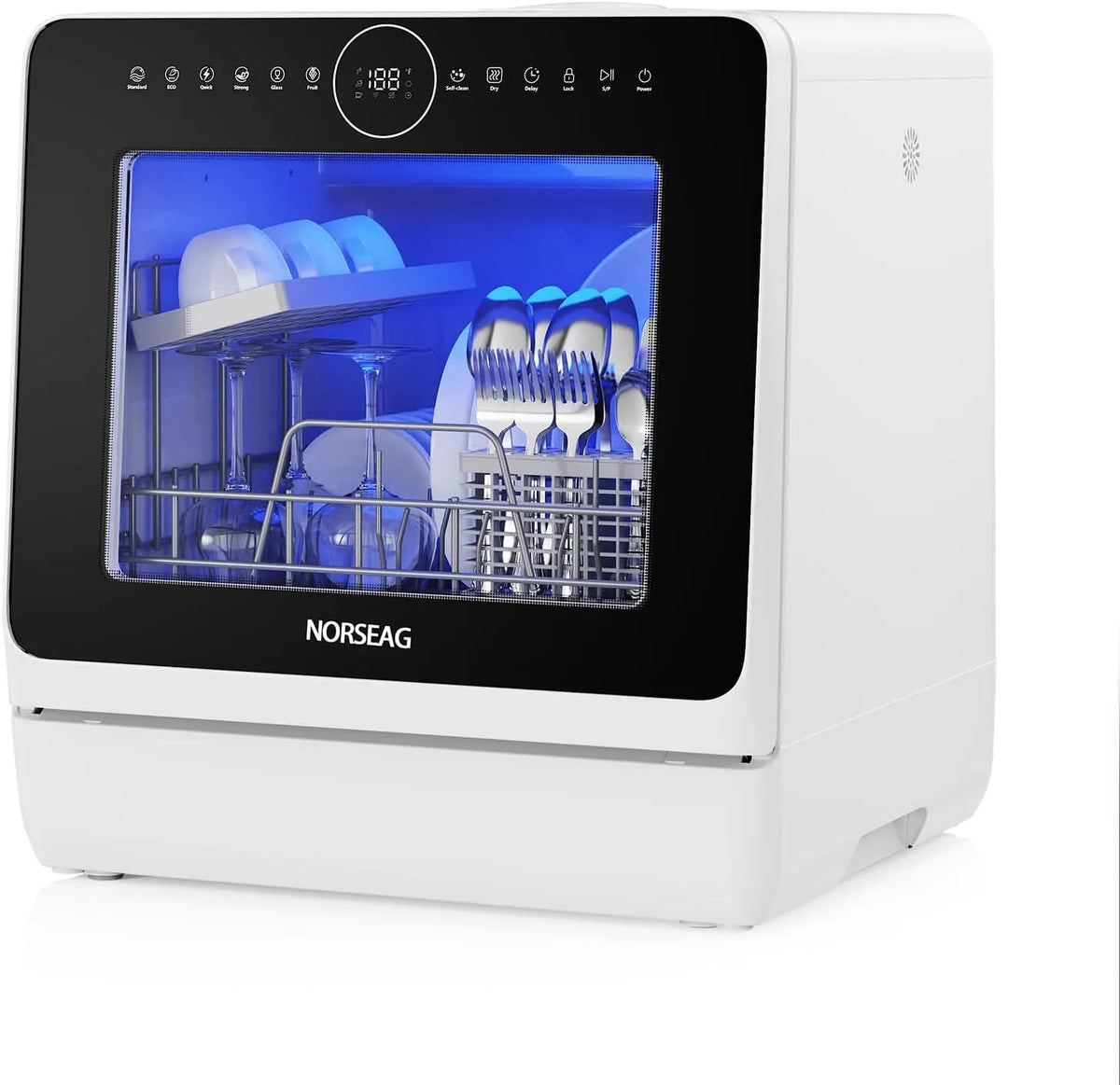NORSEAG 1-18h, Bordopvaskemaskiner, Bordopvaskemaskine med 5L integreret vandtank til 3 lofter, 10 programmer, der, Sølv, 5L, 3 l, 428 mm