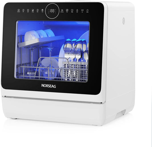 NORSEAG 1-18h, Bordopvaskemaskiner, Bordopvaskemaskine med 5L integreret vandtank til 3 lofter, 10 programmer, der, Sølv, 5L, 3 l, 428 mm