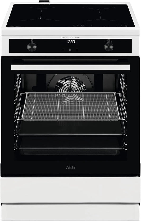 AEG Hob2Hood CIB6644BBW, Kogeplader, stående komfur med induktionskogetop 60 cm / SteamBake - med fugttilsætning / /, Sort, 60 cm, 4L, 6L, 33cm