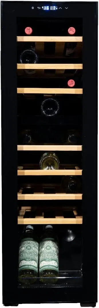 Vinata WK-76B-VG WK-76B, Vin- og champagnekølere, VG sort dør-27 flasker vin air condition vin køleskab, stål glas træ, sorte, Sort, 345mm, 480mm