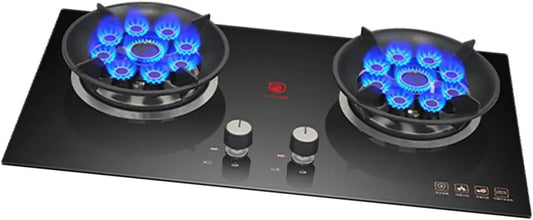 THEGA 2-kW-K 2-Flammen-Gasherd, Komfursæt, 2 Flammegaskobling, 5, 2-kW Køkken Gaskobling, Bord- og skylleboks, Pot støbt, Grå, 2 kW, 2 g