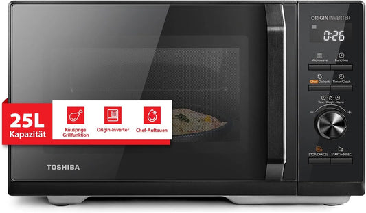 TOSHIBA 3-in-1 MW3-AG25PFI, Mikrobølgeovne med grill, MW3- AG25PFI (BK) mikroovn med grill-funktion - 25L 3- in-1 kombineret enhed, Sort / sølv