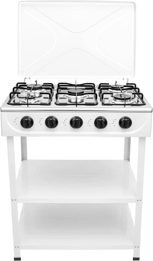 Taozhiyy 5x2.5kw, Komfurer, Gaskogeplade 5 Flamme, 5x2, 5 kw Fritstående gas komfur med 5 roterende knapper, Sort, 5kw, 2, 42, 5 cm