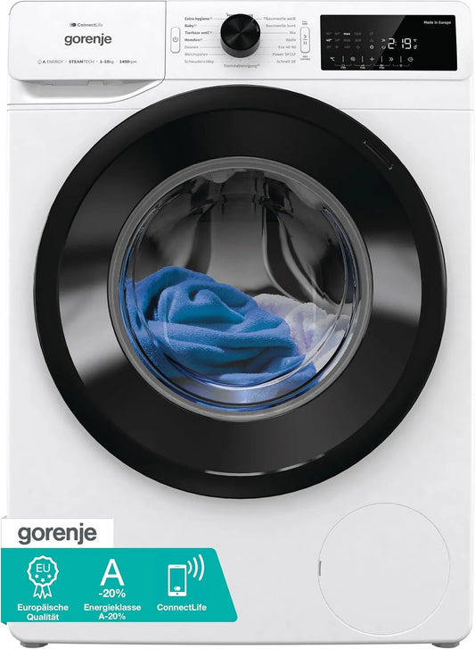 Gorenje A-20 WPAM14A2T, Vaskemaskiner, Vaskemaskine med Steam-funktion / ConnectLife / 10Kg / 1400 rpm / 15 programmer /, Sølv, 20 G, 10Kg