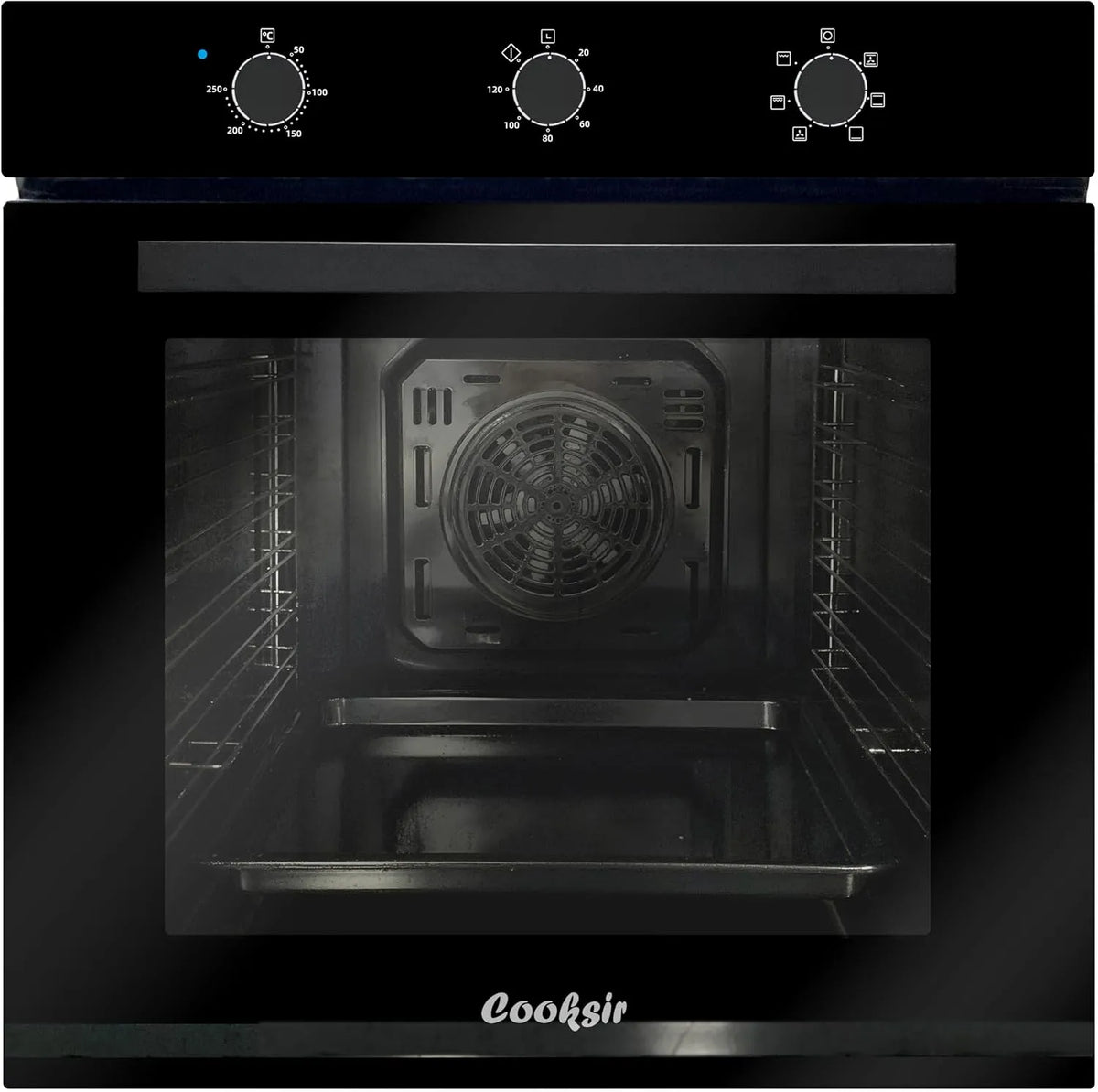 Cooksir 60CM-Einbaubackofen, Ovne, 60CM build- in ovn, 60L wide-body ovn med stik, 2200W, 6 funktioner, Sort / sølv, 60CM, 60L, 47 x 59