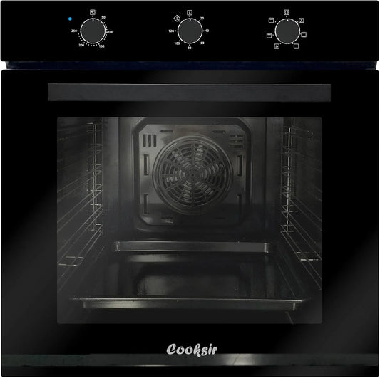 Cooksir 60CM-Einbaubackofen, Ovne, 60CM build- in ovn, 60L wide-body ovn med stik, 2200W, 6 funktioner, Sort / sølv, 60CM, 60L, 47 x 59