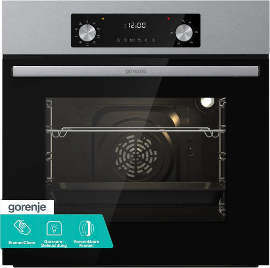 Gorenje 2fach BOA6737AO1X, Ovne, build- in ovn / 73 liter / BigSpace / varm luft / 250 ° maksimal ovntemperatur /, Sort / sølv, 73 l, 2 g