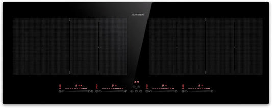 Klarstein, Kogeplader, induktionspumper med 4 plader, 90cm glas keramisk kogetop, 7200W, berøringsbetjening &, Sort, 90cm, 90 x 35 x 6 cm