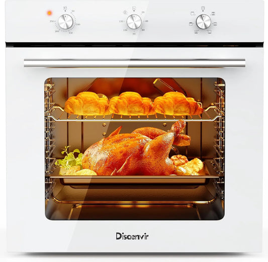 Disaenvir, Ovne, Oven 60L med stik, build- in ovn 6 funktioner, Sort / sølv, 60L, 60cm