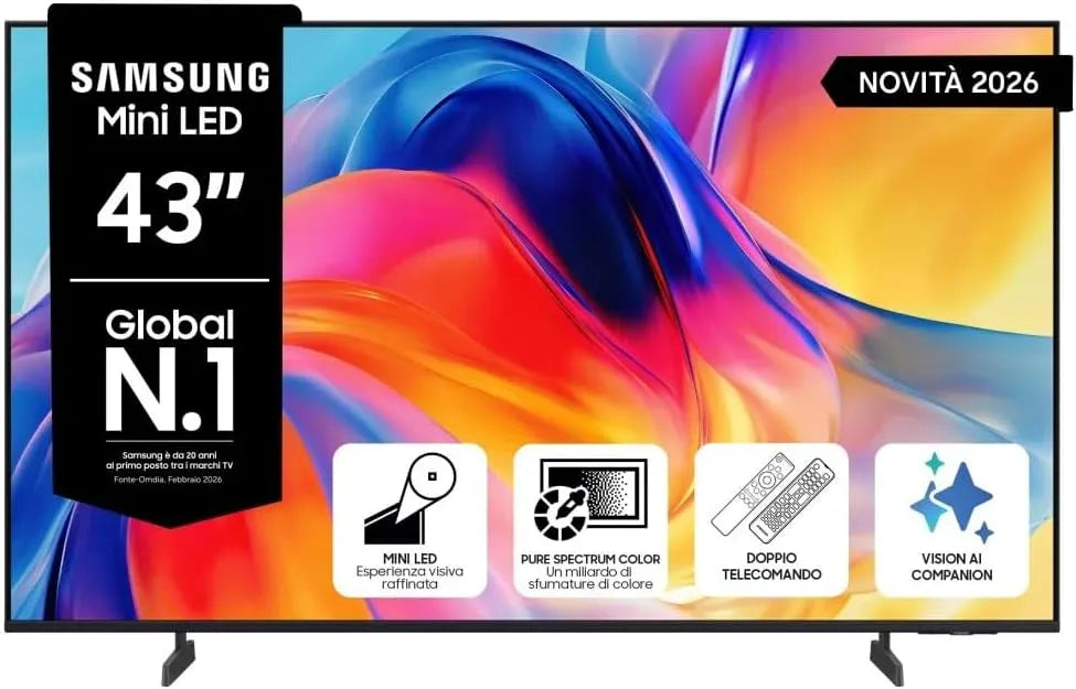 Samsung DVB-T2 UE43M70HAUXZT, TV'er, Smart TV 43 tommer 4K 3840 x 2160 LED DVB- T2 Wifi sort Energy Class F, Sort, 4K, 3840 x 2160, 2 W