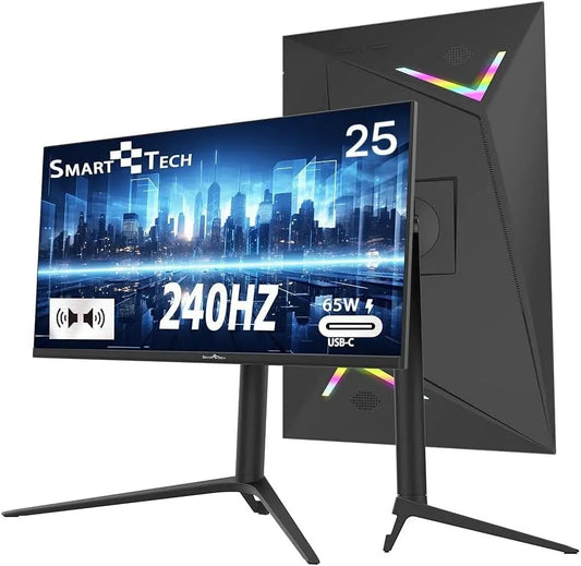 Smart Tech, Skærme, Gaming Monitor 25 inches, Fuld HD-opløsning (1920x1080), Monitor 240Hz, USB- C, Sort, 25 inch, 1920x1080, 240Hz, 65W