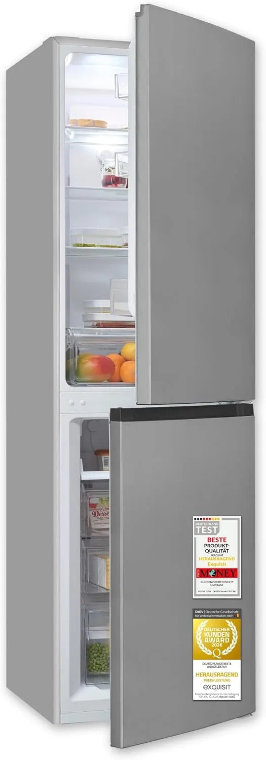 Exquisit, Køle-/fryseskabe, Udsøgte køleskabe-fryser ingen frost fritstående, 247 l, Inoxlook, Hvid, 165 l, 82 l, 39 dB