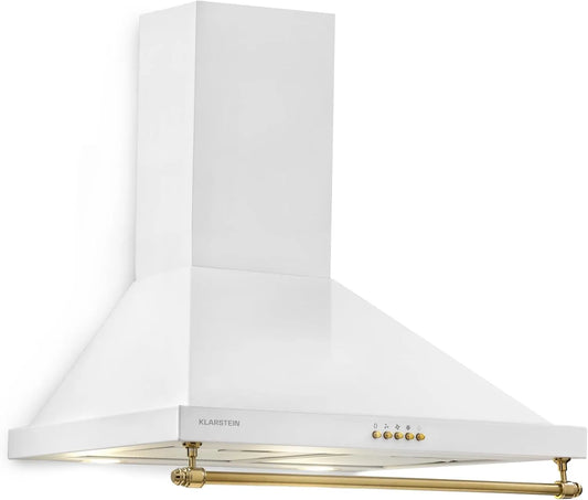 Klarstein, Væghængte emhætter, Clearstone Montblanc væghætte, udstødnings- / kredsløbskasse, 3 trin, Hvid, 60 cm, 165 W, 2 x 1, 5 w
