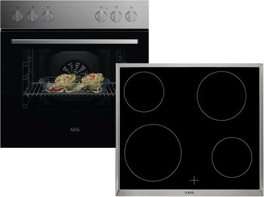 AEG AH11M OU5AE10CM, Komfursæt, Sæt af + Glas Ceramic Coości HE604000XB, Sort, 10CM, 60 cm, 65 l, 40 W