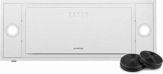 Klarstein 75-cm-Unterbauhaube, Væghængte emhætter, TurboMax-område-hætte, 75 cm-understrukturhætte, 382 m3 / h luftgennemstrømning, Hvid, 75 cm