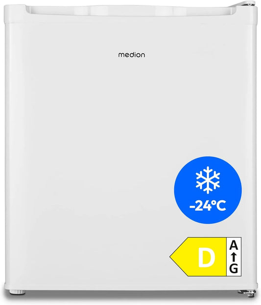 MEDION MD37675, Minifrysere, Mini Freezer (33 liter, 51cm høj, højdejusterbare fødder, håndtagsdepression, Hvid, 33 l, 51cm, 2, 4 kg, 14, 8 kg