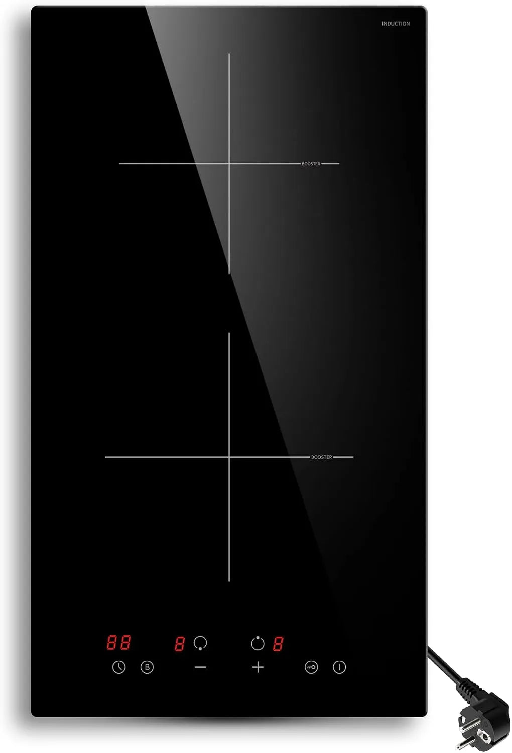 STARCHARTS, Kogeplader, Induktionskogeplader 2 kogezoner Bygge- i 2990W med stik, Sort, 2990W, 52x29x6, 2 cm, 49x27 cm
