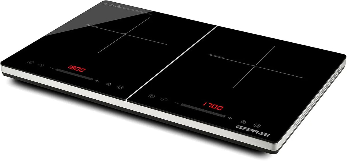 G3 Ferrari G10209, Kogeplader, Energiko Duo dobbelt induktion kogeplade 3500W, 2 kogezoner, ultra- slim 50 mm, Sort, 3500W, 50 mm, 1800W, 1700W