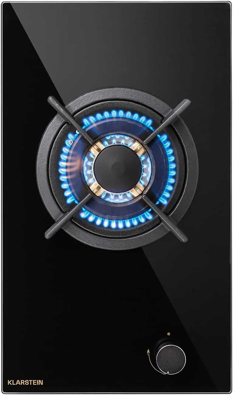 Klarstein, Kogeplader, Gaskomfur, 1 Flamnig, indbygget gaskomfur til hjem & autocamper, camping komfur, Sølv, 3400 W, 3, 4 kW, 4 x 10 x 51, 7 cm