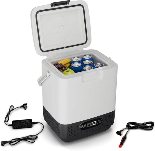 Klarstein 12V/230V 12-Liter-K, Minikøleskabe, SwiftFrost 12- liters køleskab - bærbar elektrisk køleskab med kompressor, Sort, 12V, 230V, 12l