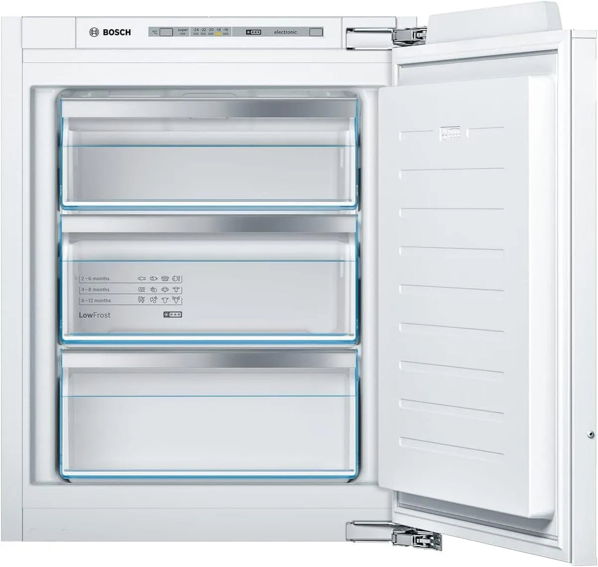 Bosch GIV11ADC0, Fryseskabe, Serie 6 bygning i fryser, A + +, 95 kWh / år, 70 l, LowFrost, FreshSense, 72 x 56, Hvid, 95 kW