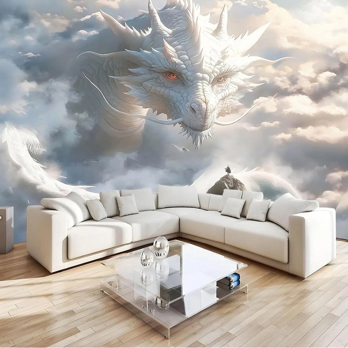 Generic 3D-effekt B300, Tapet, Cartoon stil 3D foto tapet nonwoved Bergweiss Dragon moderne væg dekoration, For, Sort, 210 Cm, 300 × 210 cm