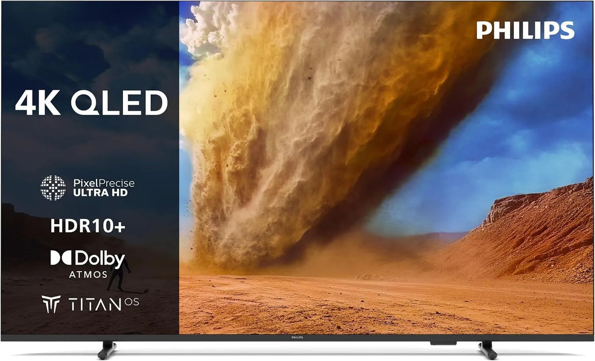 PHILIPS 75PUS7800, TV'er, 4K QLED Smart TV - 75 tommer skærm med Pixel Precise Ultra HD, Titan OS, Sort, 4K, QLED