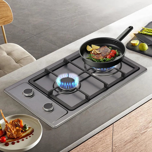 LOYEMAADE, Kogeplader, 3KW+1 Gas Hob 2 Flammebordmodel / bygget gaskomfur, 3KW + 1, 75KW gaskomfur med, Sort, 3KW, 1 G, 1, 75KW, 10cm