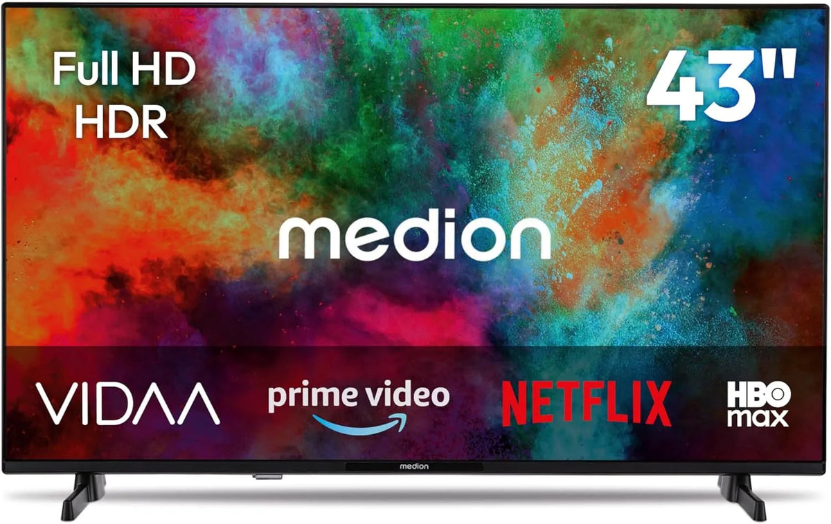 MEDION, TV'er, 108 cm (43 tommer) Fuld HD-tv (Smart TV, HDR, VIDAA Store, HBO Max, MagentaTV, Sort, 108 cm, 1W
