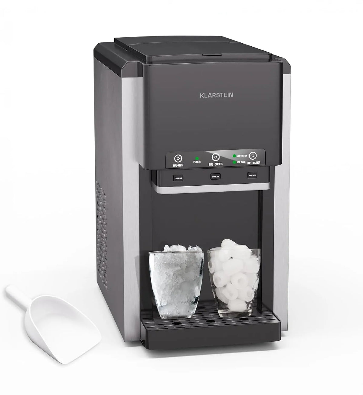 Klarstein kg/24 3-in-1, Isoterpenmaskiner, Clearstone ArcticBlend 3- in-1 icemaker & vand dispenser, 20 kg / 24 timer, sort, 20 kg, 6 l