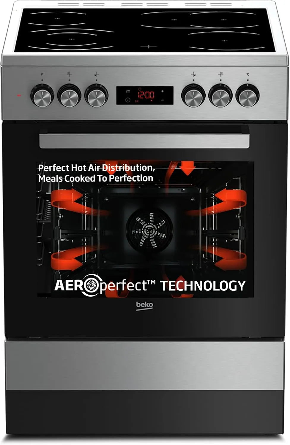 Beko FSM67320GXS, Komfurer, Aftagelig komfur, multifunktionel ovn med cerankogeplade, 60 cm, 72 l kogeplade, Sølv, 67320G, 72 l, 8 v