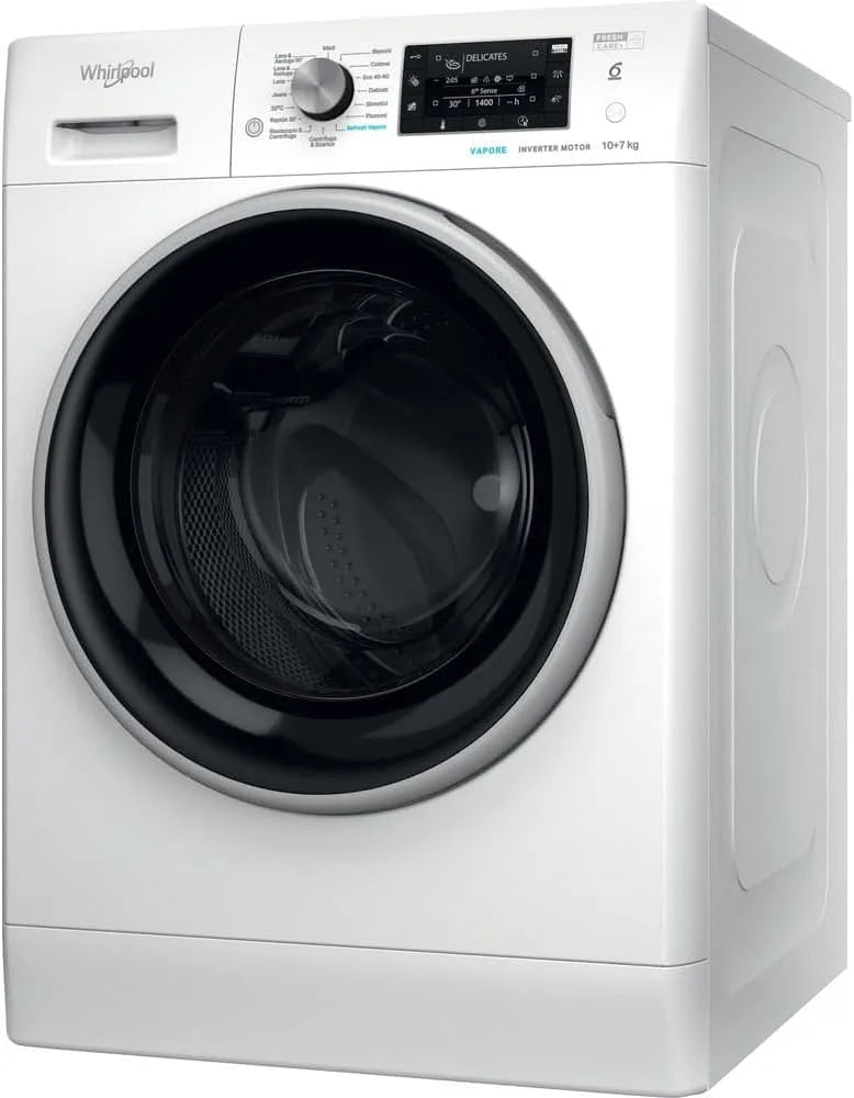 Whirlpool 1400giri, Vaske-tørremaskiner, Lavasciuga 10kg 6? senso Vapor C Ffwdd 107448 Wbs It, Hvid, 10kg, 1400g, 107448 W, 10, 0 kg