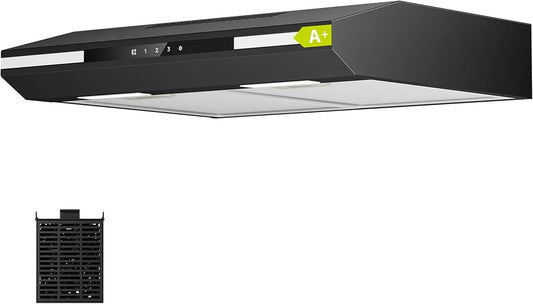 CIARRA CBCB6921 CBC6921, Underbyggede emhætter, A + område hætte understruktur 60cm cirkulerende luft & udstødning luft sort, 60cm, 2 l