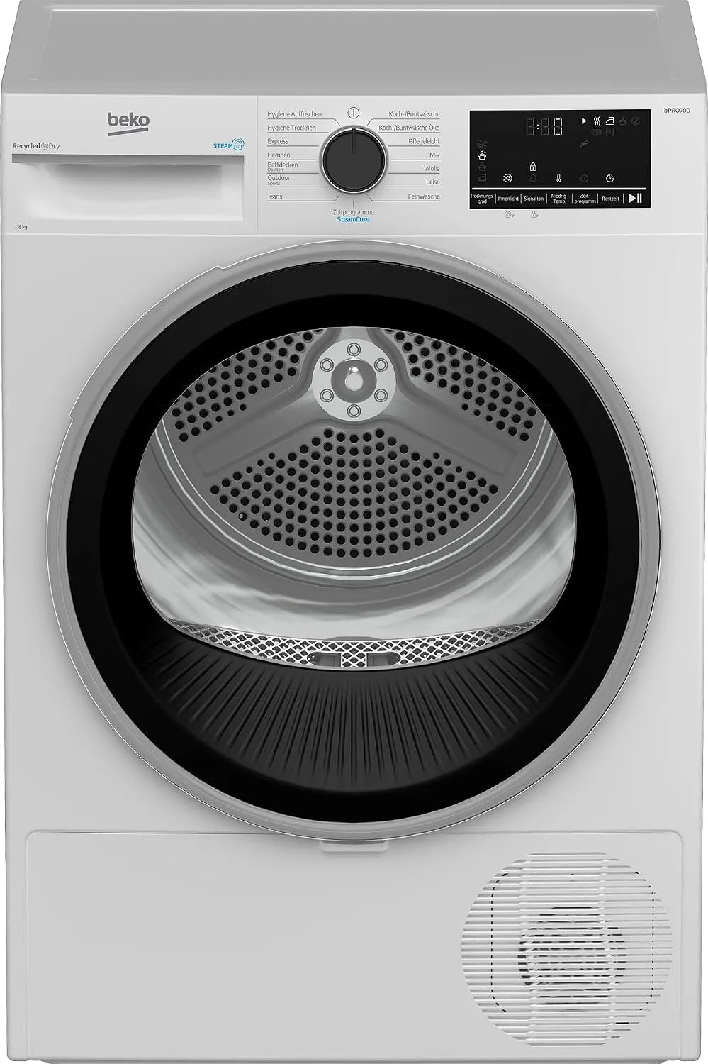 Beko B5TD6821B, Varmepumpetørretumblere, tørretumbler, 8 kg, front loader varmepumpe tørretumbler, 15 programmer, sensor, Hvid
