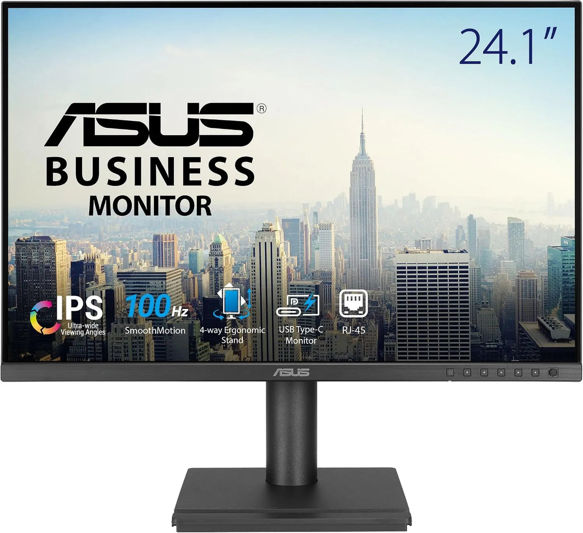 ASUS BE248CFN IPS100Hz, Skærme, Business 24, 1 tommer WUXGA USB- C Docking Monitor, Sort, 100Hz, 1920 × 1200, 45 L, 130 mm