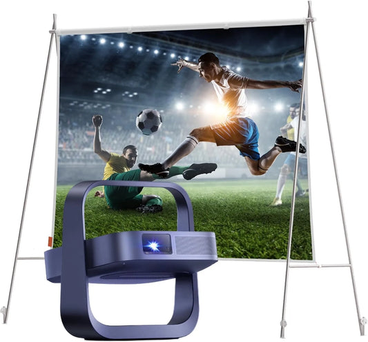 XGIMI, TV og hjemmebiograf, Elfin Flip Laser Portable Beamer + 70 'Outdoor Canvas Bundle, Sort, 70 '