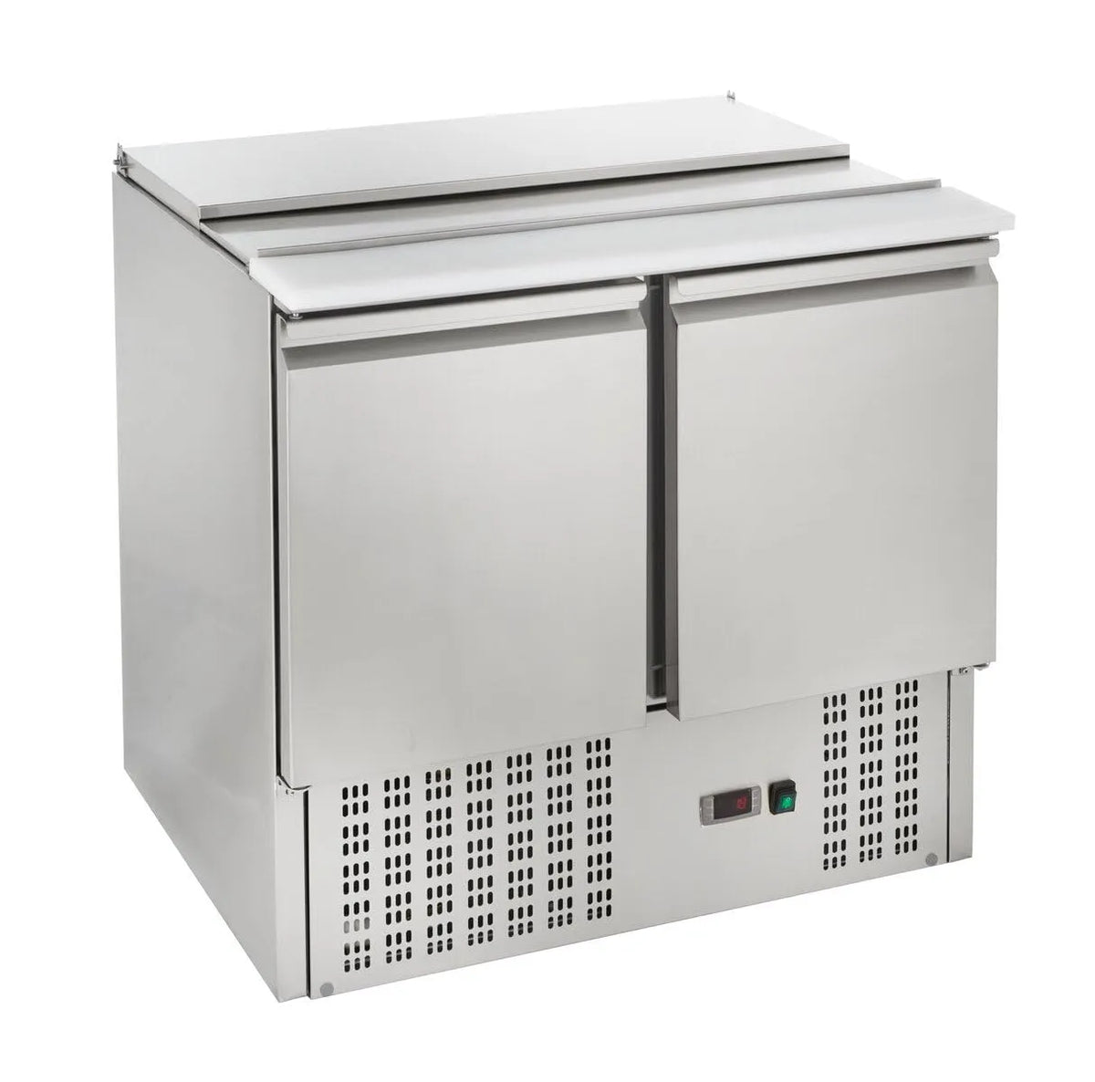 GastroHero SH900, Kølemontrer, Saladette 900, 240 L, 2 døre, 2 etager, rustfrit stål, Sølv, 900 x 700 x 877 mm, 900 x 135 mm