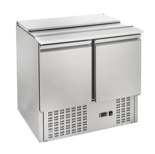 GastroHero SH900, Kølemontrer, Saladette 900, 240 L, 2 døre, 2 etager, rustfrit stål, Sølv, 900 x 700 x 877 mm, 900 x 135 mm