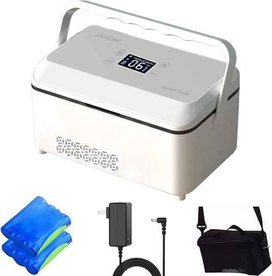 ZKSCool 13600mAh, Lager- og rejsemapper, Insulin køleboks Elektrisk, køleboks 2-8 ° C Bærbar med LCD-temperaturindikator, Grå, 5 V