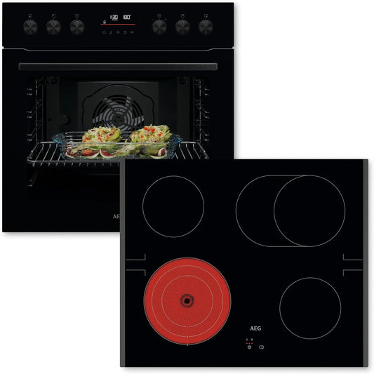 AEG OO21HSPB OU5PE40SK, Komfursæt, Plumbed komfur sæt, bestående af komfur serie 5 med pyrolyse: selvrensende, Sort, 60cm