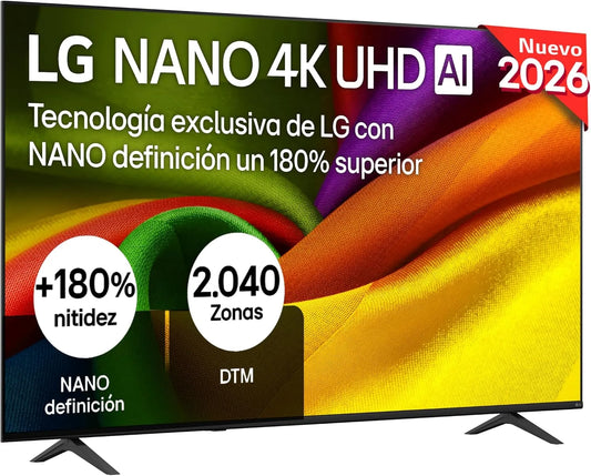 LG 75NU850B6LA NU85, Bærbare TV'er, Smart TV Nano 4K UHD AI 75 inches, undtagen 94% refleksioner, WebOS 26 AI Copilot, Sort, 6L, 4K, 75 inch